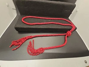 Rote Kirschglas antike Samenperlen Quaste Halskette 30er Jahre - Bild 1 von 11