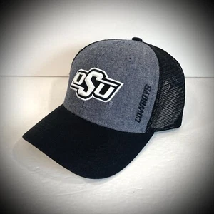 Neu OKLAHOMA STATE COWBOY MÜTZE Trucker Netz Rücken grau schwarz osu Männer/Frauen ERWACHSENE - Bild 1 von 5
