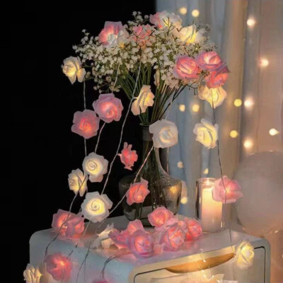 20 LED Rose Flower String Light Fairy Wedding Party Waterproof Lamp Home Decor - Image 1 of 4