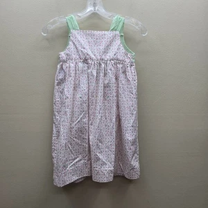 Remember Nguyen Floral Sleeveless Dress Girls 5 Seersucker Straps Pink & Green - Picture 1 of 5