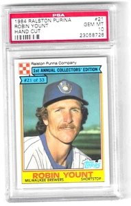 1984 Topps Ralston Purina Robin Yount #21 Graded PSA 10 Brewers gem mint pop 32 - Picture 1 of 2