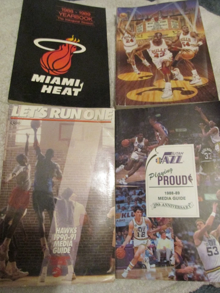 Vintage NBA Basketball Yearbook Media Guide Record Book Lot BULLS Heat HAWKS Jaz - Image 1 of 4