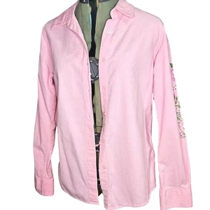 Woman's Quacker Factory boho country western embroidered pink rose long sleeve t - Picture 1 of 11