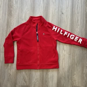 Tommy Hilfiger Fleece-Sweatshirt Full Zip Up rot Damen L gesticktes Armlogo - Bild 1 von 12
