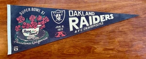 1977 SUPER BOWL XI ROSE BOWL OAKLAND RAIDERS AFC CHAMPIONS PENNANT EX CONDITION - Picture 1 of 4
