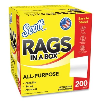 Scott 75260 Rags in a Box,弹出盒,12 x 9,白色,200/盒,5 盒/包 — 第 1/4 张图片