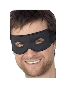 Mens Zorro Eyemask Black Bandits Mask With Tie Fancy Dress Accessory - Picture 1 of 2