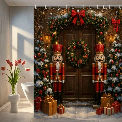 Cortina de ducha cascanueces de Navidad - Decoración navideña Foto 1 de 4