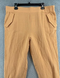 Silverwear Pants Womens XL Orange 100% Cotton Gauze Capri Beach Boho Lagenlook - Picture 1 of 16