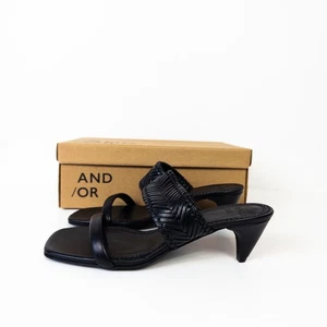 John Lewis AND/OR Black Heeled Sandals UK 5 NEW Irealea Woven Mule - Picture 1 of 16