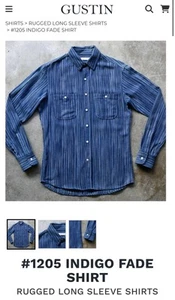 Gustin Men’s  #1205 Long Sleeve Shirt Indigo Fade  Blue X-small 100% Cotton - Picture 1 of 7