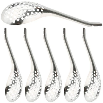 6 Pcs Cucchiai Forati Mestolo Di Servizio D'argento Cucchiaio - Immagine 1 di 4