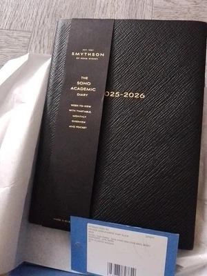 Smythson 2025/2026 Soho Academic Weekly Diary In Panama Black RRP £195 NEW - Image 1 of 4