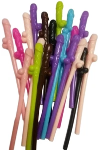 20 X Multicoloured Willy Drinking Nude Hens Night Games Party Penis Dick Straws - Picture 1 of 5