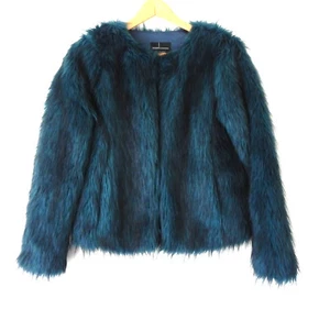 Chaqueta de piel sintética MODA International rara azul bolsillos talla XS - Imagen 1 de 8