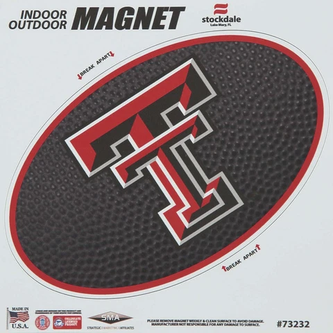Texas Tech Red Raiders Teamball 6" x 6" Oval Full Color Magnet Cover