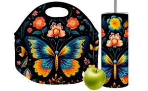 Borsa a tracolla Folk Art Butterfly in acciaio inox e pranzo abbinato fatta a mano - Foto 1 di 1
