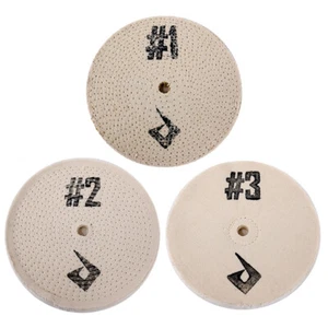8" Metal Polishing Wheel Set | Bench Grinder Buffing Polish Cotton Buff Pads - Picture 1 of 2
