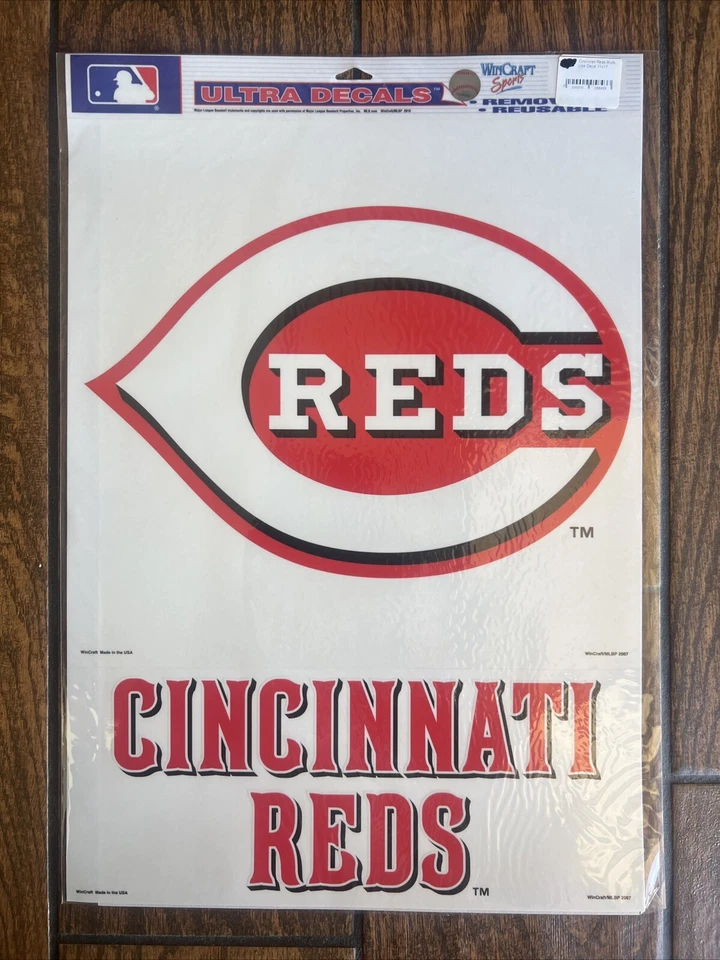 CINCINNATI REDS 2 PIECE MULTI-USE Ultra DECALS 11"X17" SHEET WINDOWS - Image 1 of 1