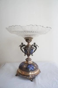 19th Century French Silver Enamel and Crystal Centerpiece - Picture 1 of 7