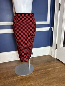PREOWNED LOUIS FERAUD BLACK RED WOOL SKIRT SIZE USA 6 - Picture 1 of 14