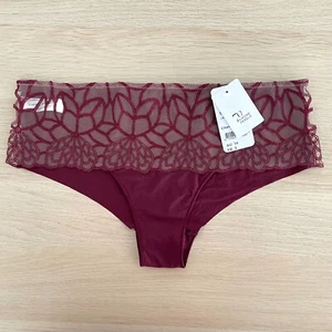 Simone Perele Java Shorty Brief Womens Size 14 Cherry Red Floral Embroidered New - Picture 1 of 8