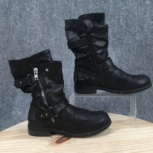 Lane Bryant Boots Womens 9 W Dream Cloud Moto Side Zip Bootie Black Faux Leather - Picture 1 of 17