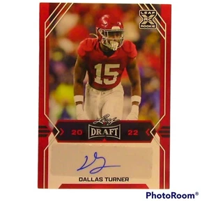 #220 Dallas Turner 2022 Leaf Draft #BA-TT1 RC AUTO Red Alabama - Picture 1 of 2