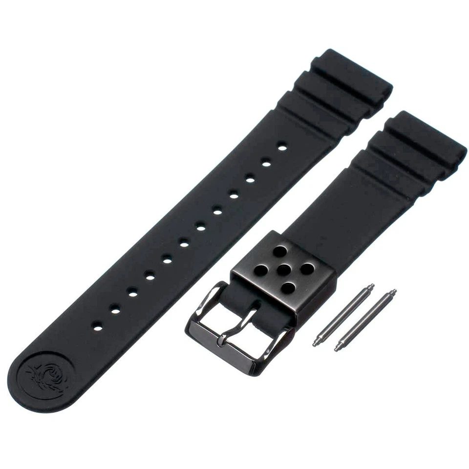 Seiko Watch Band Arnie Snj028 H558-5009 Black Buckle 22 Mm Silicone Rubber Strap