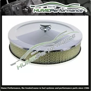 CHROME HOLLEY QUICKFUEL AIR CLEANER FILTER ASSEMBLY 14X3 FLAT BASE 477-921 5-1/8 - Picture 1 of 2