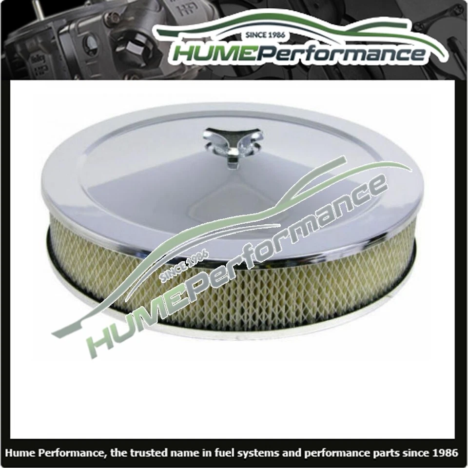CHROME HOLLEY QUICKFUEL AIR CLEANER FILTER ASSEMBLY 14X3 FLAT BASE 477-921 5-1/8 - Image 1 of 2