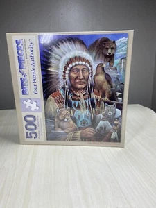 Chief sitzender Bär Puzzle Indianer Teile und Teile 500 Stck. 18x24 NEU 14+ - Bild 1 von 6