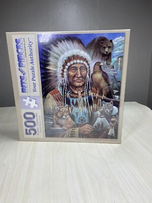 Chief Sitting Bear Puzzle Native American Bits And Pieces 500 Pc 18x24 NEW 14+ - Image 1 of 4
