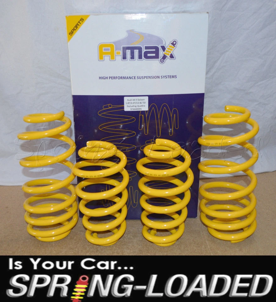 A-MAX Audi A4 B6 B7 2001-2008 saloon 1.9TDi 2.0TDi FWD 40mm Lowering Springs - Image 1 of 1