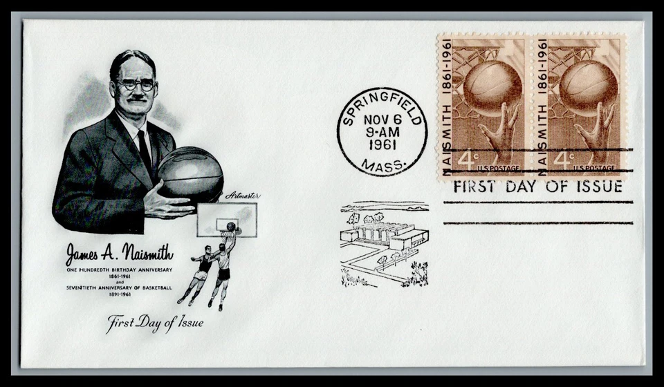US FDC # 1189 4c Basketball Artmaster h pair  1961, 9K914 - Image 1 of 1