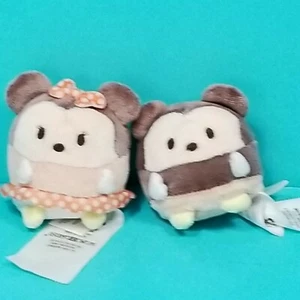 Disney Store Mickey & Minnie Ufufy Mini Plush 2pc Set Stuffed Animal 2 1/2" L - Picture 1 of 5