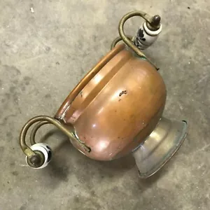 Vintage Copper Porcelain Bowl Flower Pot - Picture 1 of 5