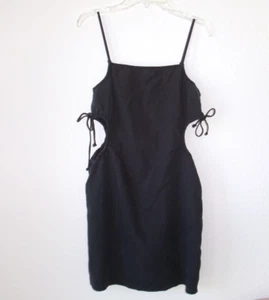 Women's AERIE Black Mini Dress Cut Outs Linen Blend Size XS EUC - Picture 1 of 4