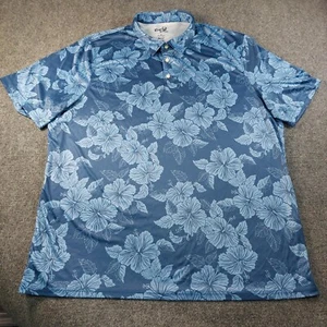 Reyn Spooner Polo Shirt Mens 3XL Limited Issue Blue Floral Performance Brrr Cool - Picture 1 of 5