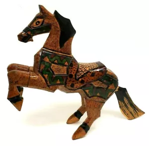 Hermosa figura de caballo de madera tallada a mano y pintada de 7 piezas muy única ver fotos - Imagen 1 de 6