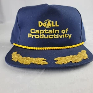Vintage Snapback DoALL Captain Of Productivity Hat Trucker Boss Manager Navy USA - Picture 1 of 5
