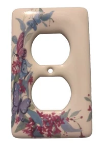 Leviton Porcelain Receptacle Wall-plate Outlet Cover Decorative Butterfly Flower - Picture 1 of 5