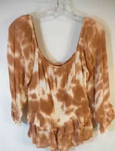 ANGIE I Women's NWT TOP Size S/M tie dye 3/4 sleeve smocking - Picture 1 of 14
