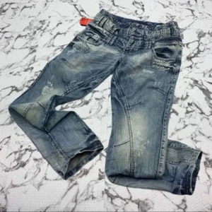 Men's Cipo & Baxx C-1061 Dirty Mid Blue Sandblast Denim Pants NWT - Picture 1 of 2