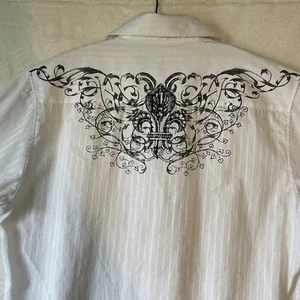 Level Ten Y2K Cyber Grunge Goth Men’s Silkscreened L/S Button Up Shirt Large L - Picture 1 of 14