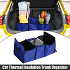 1pcs Car Trunk Foldable Organizer Mesh Storage Pockets Thermal Insulation Blue