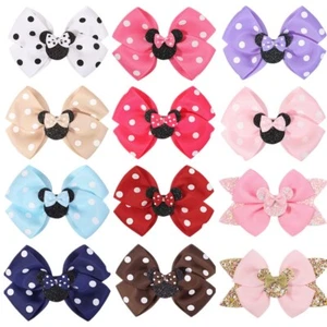 12 Pcs 4" Girls Grosgrain Ribbon Boutique Hair Clip Hair Bows For School Girls - Picture 1 of 9