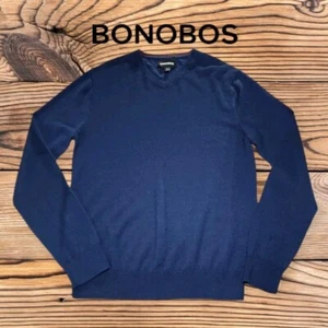 Bonobos Herren Slim Fit V-Ausschnitt Pullover extrafeine Merinowolle Navy M MÄNGEL - Bild 1 von 12