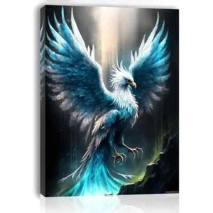 Painting Of A Majestic Blue Phoenix Wall Art Canvas Unframed/Framed - Picture 1 of 7