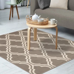 Double Trellis Contemporary Geometric Rugs Anti-Static Colorfast Indoor Area Rug - Picture 1 of 8